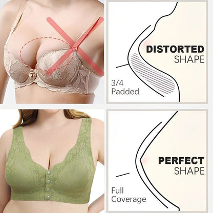 ✨🔥– Plus Size Zero Feel Lace Full Coverage Front Closure Bra